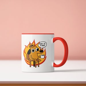 this is fine meme mug