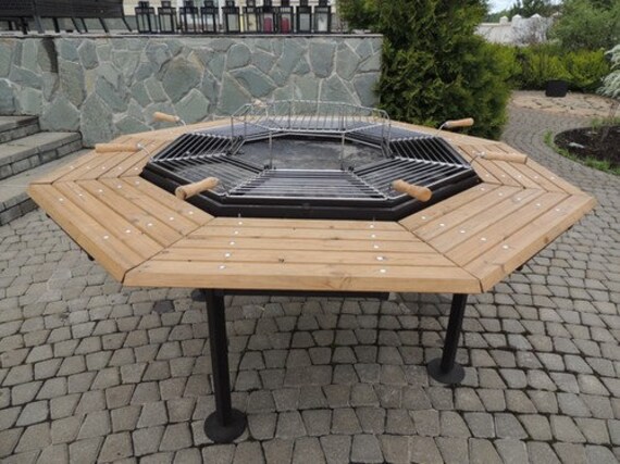 Bbq Outdoor Grill Table Patio Bbq Table Yard Design Grill Etsy