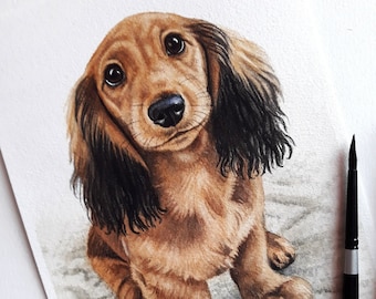 Custom pet painting from photo, realistic pet portrait 100% hand painted watercolor, memorial dog and cat painting from photo