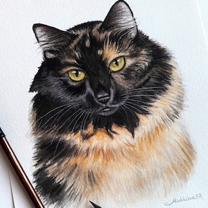 Custom cat portrait, dog portrait painting from photo watercolor, 100% hand painted pet portrait, memorial pet portrait watercolor