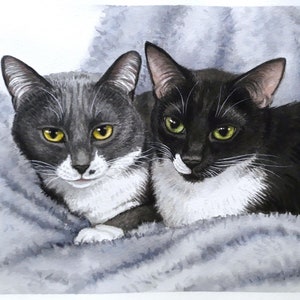 Custom cat portrait, dog portrait painting from photo watercolor, 100% hand painted pet portrait, memorial pet portrait watercolor