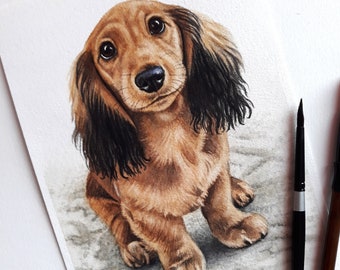 Custom pet portrait hand painted, dog portrait painting from photo, original pet portrait from photo hand painted