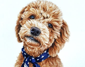 Custom pet portrait hand painted, dog portrait painting from photo, original pet portrait from photo hand painted