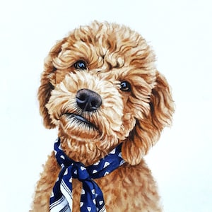 Custom pet portrait hand painted, dog portrait painting from photo, original pet portrait from photo hand painted