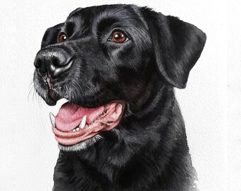Dog painting from photo, custom pet portrait from photo 100% hand painted, labrador portrait, watercolor dog portrait custom