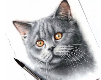 Aquarell Haustierporträt vom Foto, Katzenportrait, Katzenportrait, Haustierverlust vom Foto, Katzenportrait