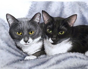Dipinto di animali domestici da foto ad acquerello, ritratto di animali personalizzato da foto 100% dipinto a mano, ritratto originale di cane e gatto dipinto a mano ad acquerello