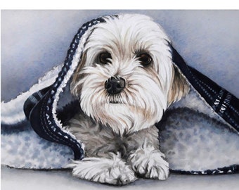 Watercolor pet portrait hand painted, dog portrait painting from photo, original dog portrait hand drawn, memorial pet portrait
