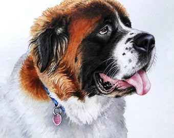 Custom pet portrait hand painted, dog portrait painting from photo, custom pet painting from photo hand painted