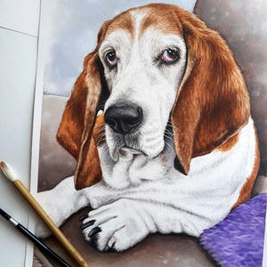 Custom dog portrait, cat portrait painting from photo watercolor, 100% hand painted pet portrait, memorial pet portrait watercolor