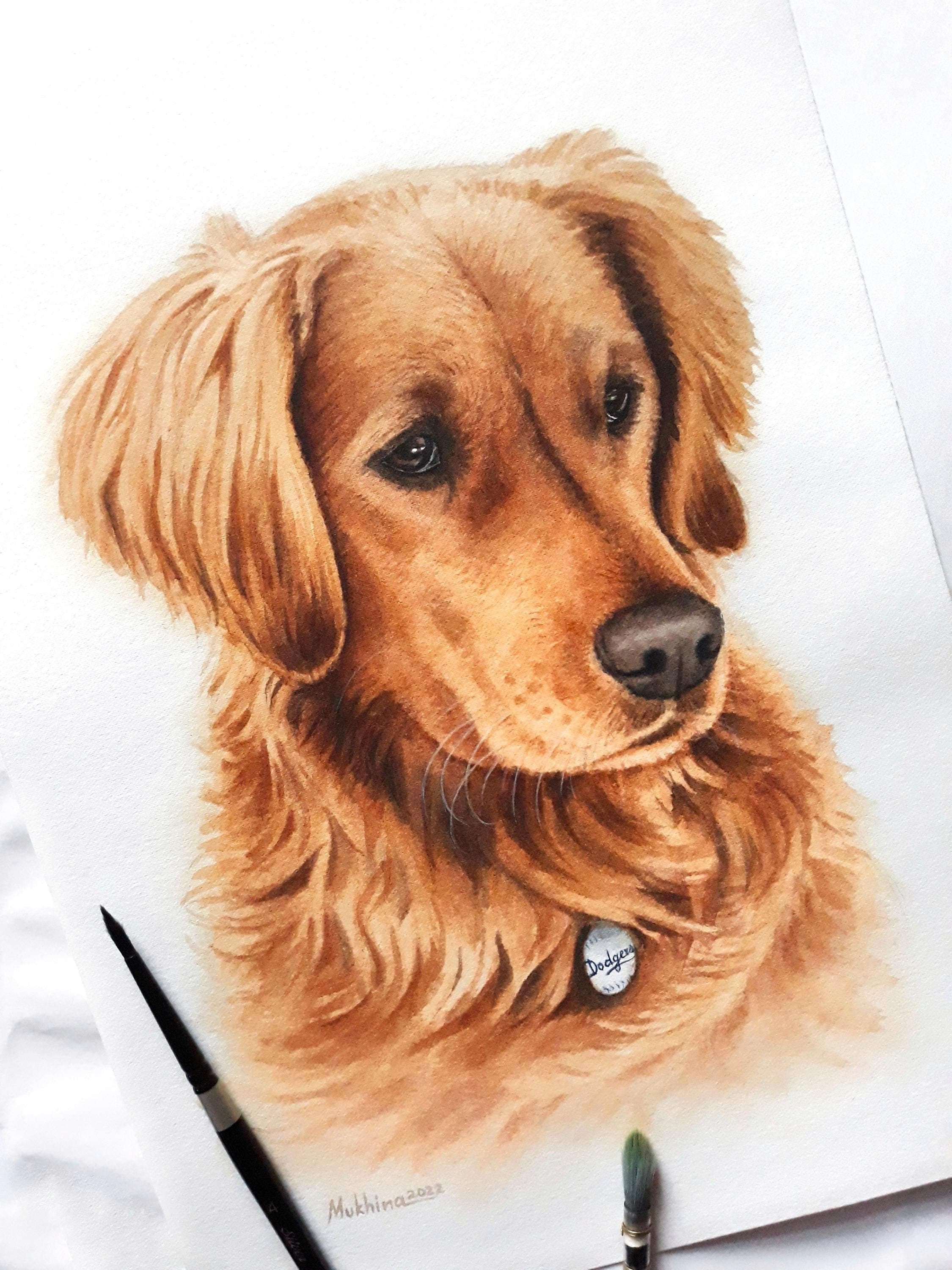 Custom dog painting from photo, custom pet portrait from photo hand painted, watercolor personalized dog portrait, pet portrait commission