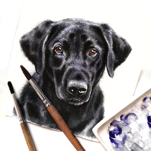 Dog painting from photo, custom pet portrait from photo 100% hand painted, labrador portrait, watercolor dog portrait custom