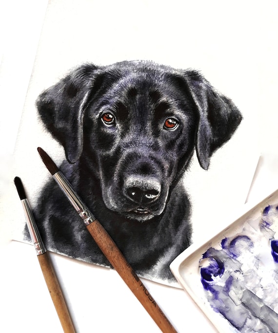 Dog painting from photo, custom pet portrait from photo 100% hand painted, labrador portrait, watercolor dog portrait custom