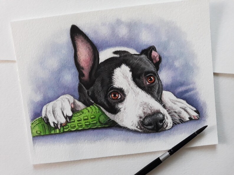 Dog painting from photo, custom pet portrait from photo 100% hand painted, labrador portrait, watercolor dog portrait custom image 7