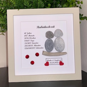 Rubinhochzeit, Steinbild, Hochzeitstag, personalisierbar, Geschenk, Freunde,  Familie, Valentinstag,  Gastgeschenk, 40. Hochzeitstag, STB-78