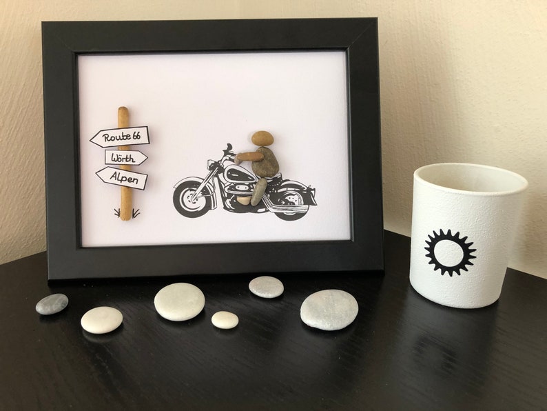 Harley Davidson Steinbild Geschenk Freunde OsternGeburtstagRenteMotorrad Bild 1