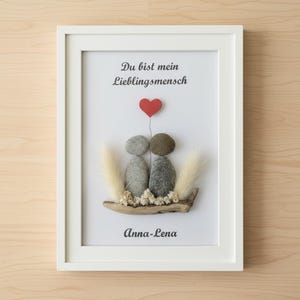 Steinbild • Lieblingsperson • liebevoll gestaltetes Steinpaar mit Naturdekoration • Herz • romantisches Geschenk für Paare & Liebe STB-112