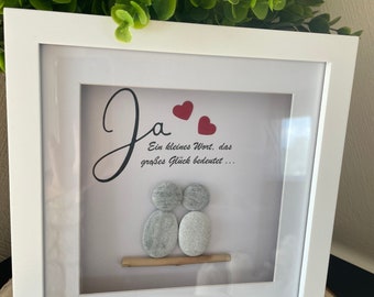 Steinbild Hochzeit JA | Steinbild | Geschenk |Freunde | Familie| Valentinstag | Gastgeschenk