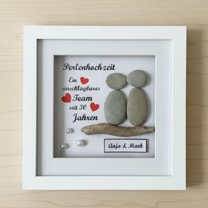 Steinbild unschlagbares Team • Pebble Art Paar Spruch • personalisiertes Geschenk für Paare mit Namen • handmade Wandbild Unikat • STB-101