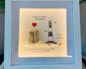 Lighthouse stone picture maritime, mountains and hiking, wedding by the sea | Stone picture | Gift |Love | Valentine's Day