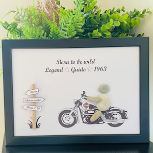 Harley Davidson Steinbild, Geschenk, Freunde, Ostern, Geburtstag, Rente, Motorrad, Reisen, personalisierbar, Motorradtour, STB-300