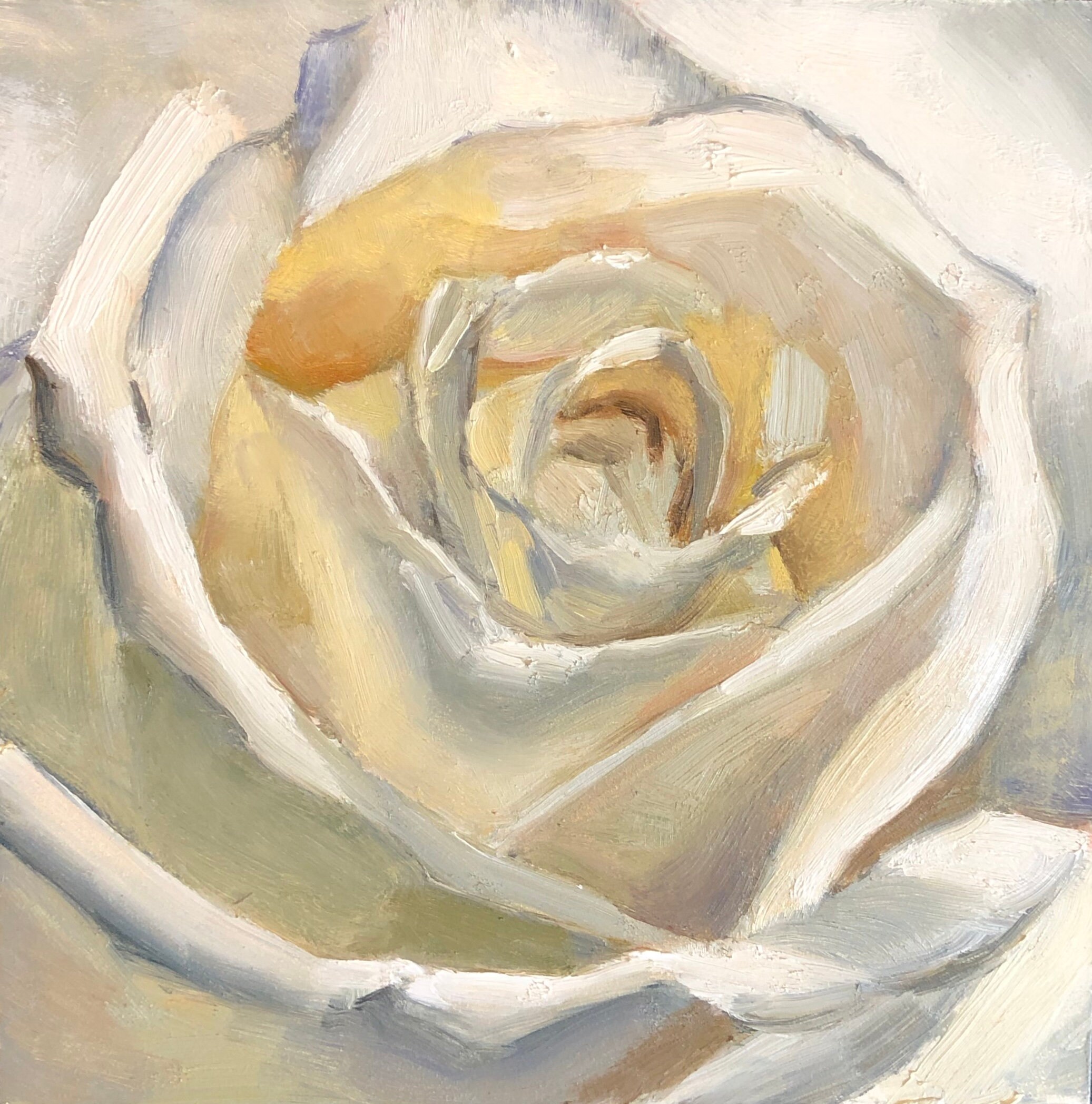 White Rose Oil Painting In Realism Style Small 6x6 Wall Etsy
