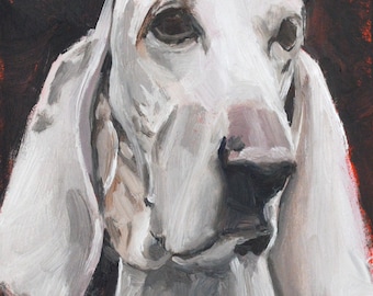 Hound Dog Oil Painting, Original Animal Art (6x8 inches)
