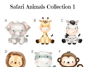 Stickers - Safari Animals 1 - Transparent or White Waterproof Vinyl Stickers, Sticker Bundle, Decals, Bottles, Party, Nursery, Bedroom