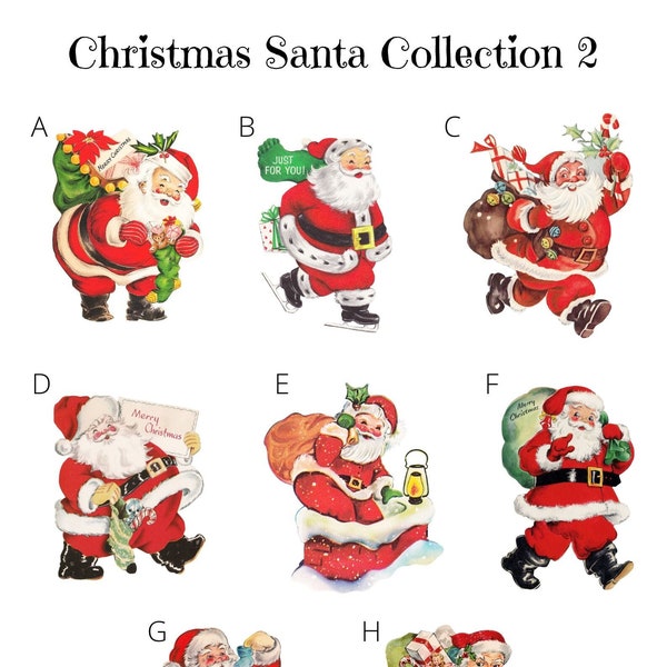 Christmas Santa 2 - Transparent or White Waterproof Vinyl Stickers, Sticker Bundle, Sticker Decals, Bottle, Party