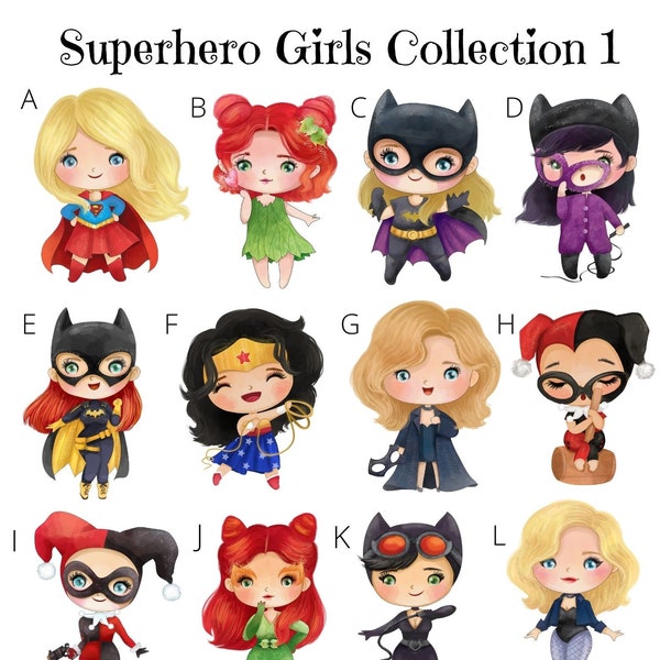 Stickers, Superhero Girls 1, Transparent or White Waterproof Vinyl Stickers, Sticker Bundle, Decals, Bottles, Party, Nursery, Bedroom, Craft