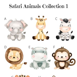 Stickers - Safari Animals 1 - Transparent or White Waterproof Vinyl Stickers, Sticker Bundle, Decals, Bottles, Party, Nursery, Bedroom