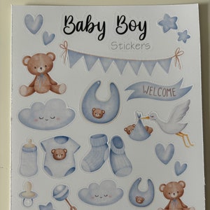 Ministickers, babyjongen, projectstickers, babyshower, dagboekstickers, plannerstickers, knutselen