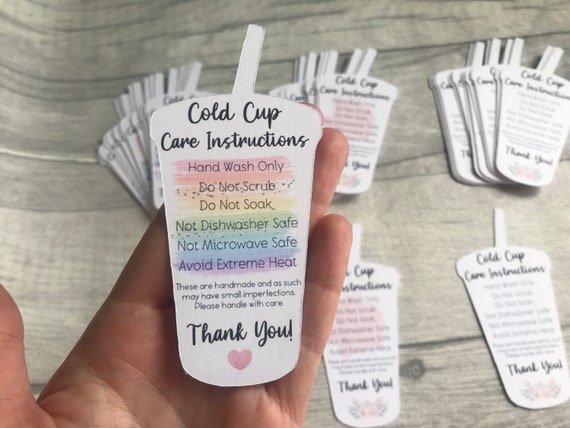 Cold Cup Care Cards, Cold Cup Care Instructions 