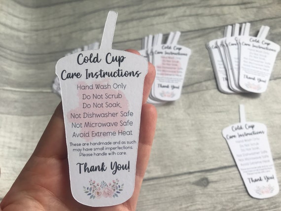 Tumbler Care Instructions , Tumbler Care Cards ,Tumbler Care  and Cleaning Cards, Cup Care Instructions(50 Pack ): Tumblers & Water  Glasses