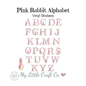 Aufkleber, Kaninchen Alphabet, Rosa, transparente wasserdichte Vinylaufkleber, Spielzeugkiste, Handwerk, Memory Box, Geschenk, Möbel, Krippe, Wände, Hase