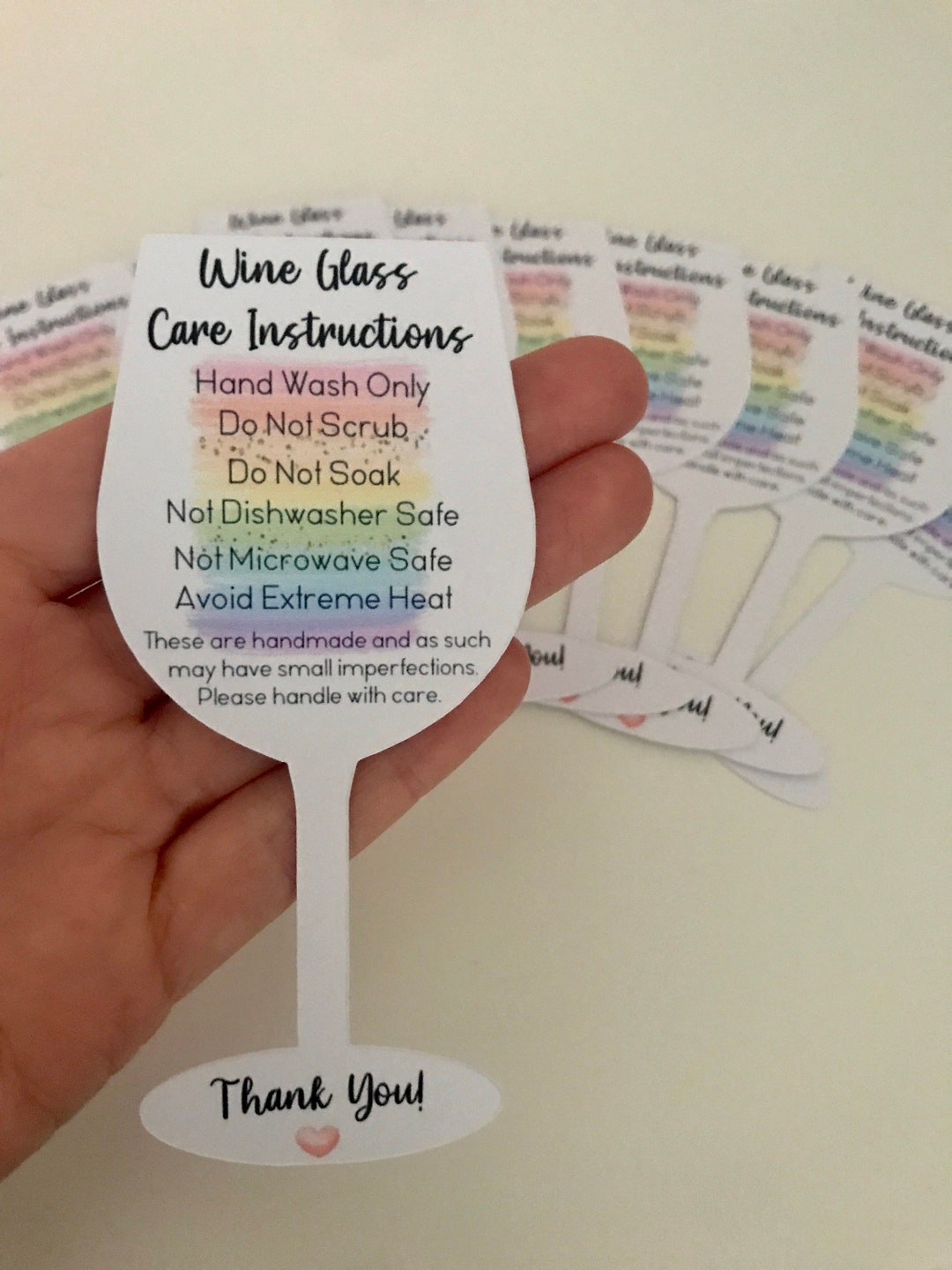 Wine Glass Care Cards, Wine Glass Care Instructions Etsy UK
