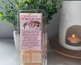 Pink Tulips & White Jasmine Scent Snap Bar – Soy Wax Melts - Home Fragrance