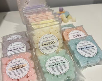 Wax Melts - 20 Mini Hearts, Handmade, Highly Scented, Over 40 Fragrances, Vegan Friendly, Biodegradable, Home Decor, Home Fragrance, Gift