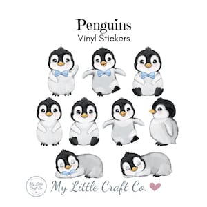 Stickers - pinguïns - transparante of witte waterdichte vinylstickers, stickerbundel, stickers, flessen, feest, kinderkamer, slaapkamer, muren