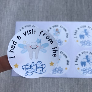 Stickers visite de fée des dents (lot de 6) rose ou bleu