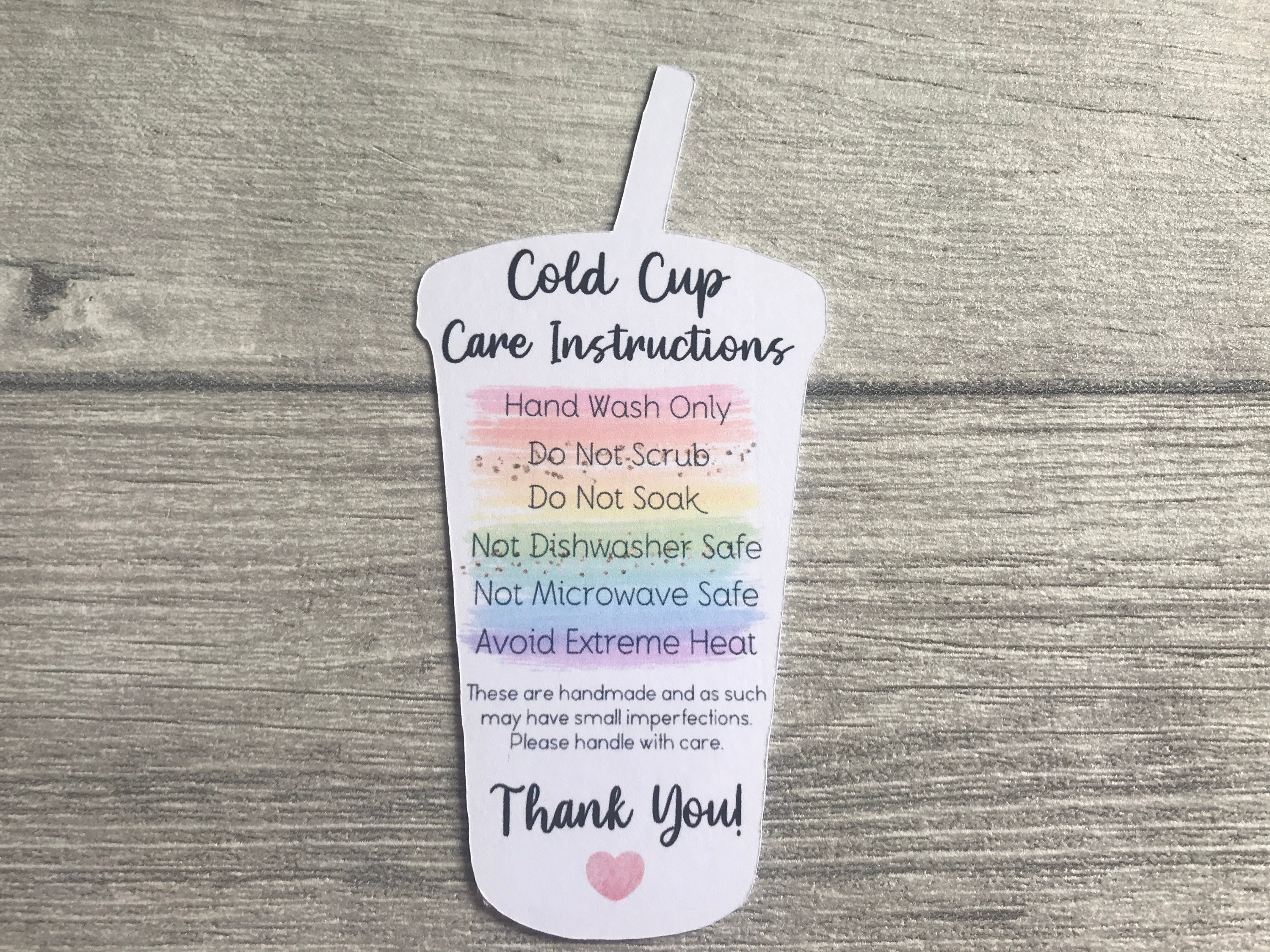 Cold Cup Care Cards Cold Cup Care Instructions Etsy UK