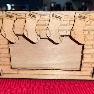 Fireplace Phone Stand with Personalized Stockings