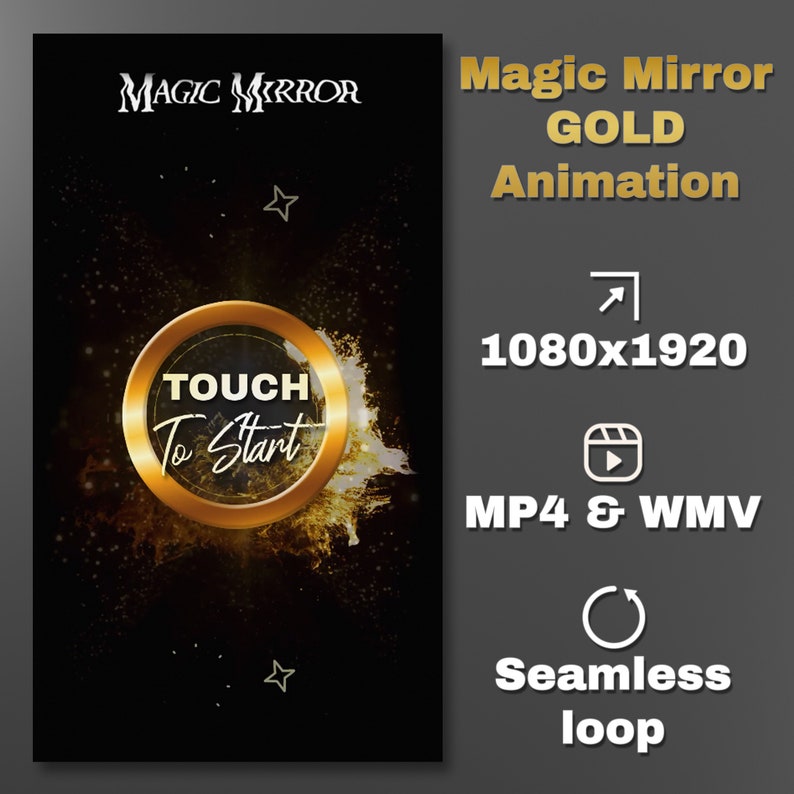 Magic Mirror Photo Booth Gold Start Screen Touch To Start Animation