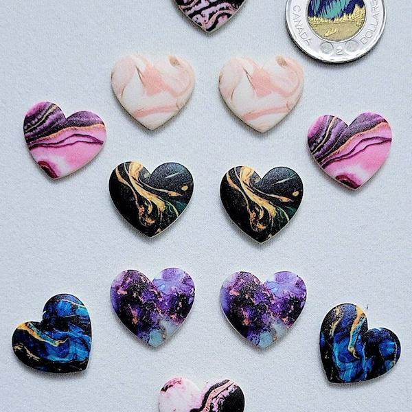 Adorable Heart Cabs 0.9 " ///  23 mm Gems Flatback Beads DIY Crafts Jewelry Earrings Making Supplies