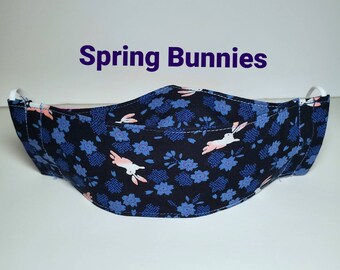 Spring Bunnies Linen Blend 3D Face Mask  Cotton with Polypropylene lining