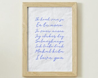 Ti amo Arte - Decorazione per la casa disegnata a mano - Stampa digitale ad alta risoluzione