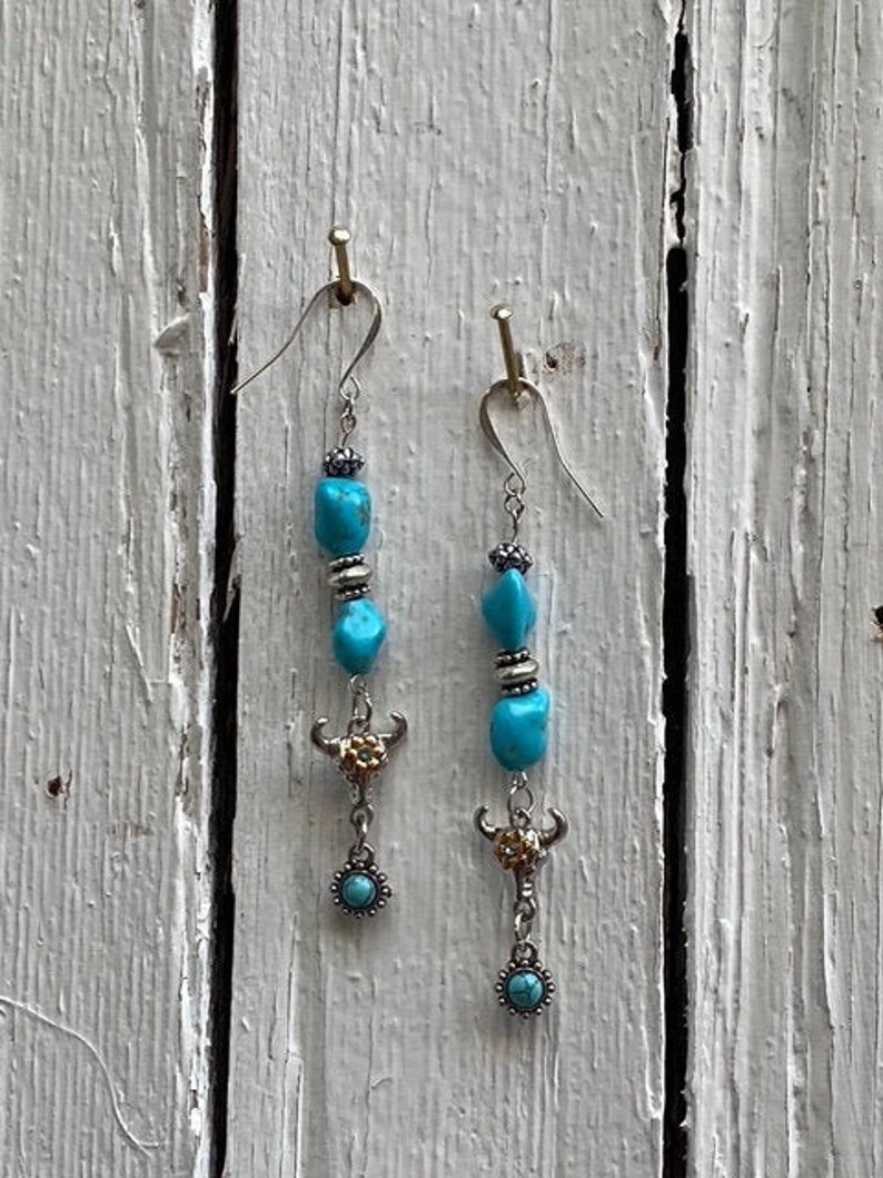 Turquoise Chunks with Bull Charms