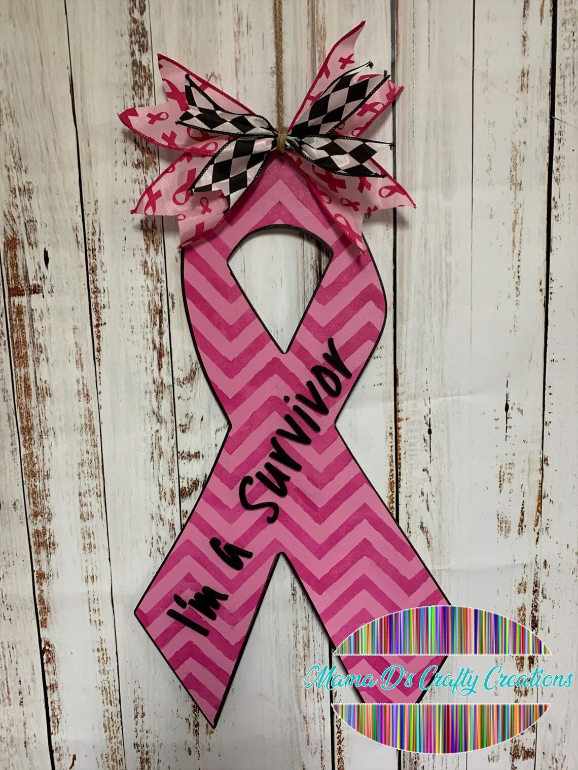 Breast cancer awareness Door Hanger Ribbon Door Hanger Etsy