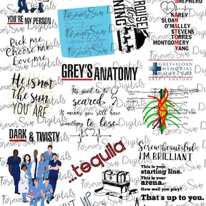 Grey&#39;s Anatomy Sheet Sublimation File, Waterslide, Digital Design, Printable Design