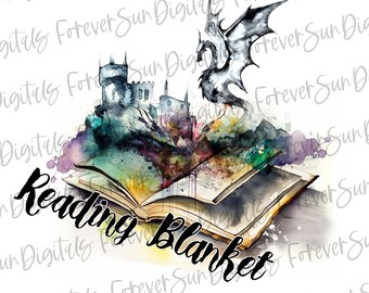 Fantasy Reading Blanket Sublimation File, Digital Design, Printable Design